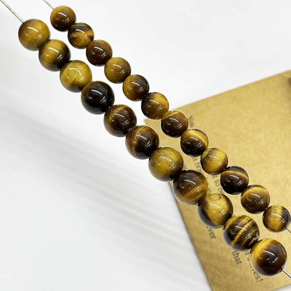 Fiasrel Tiger Eye Stone Loose Beads Yellow Tiger Eye Round Beads