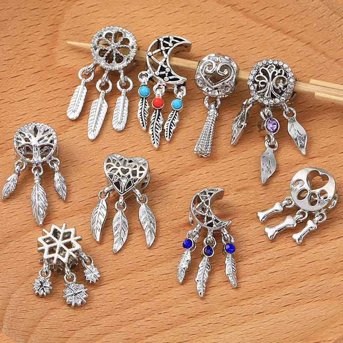 Fiasrel 5pcs Classic Style Dreamcatcher Pendant Charm Alloy Beads Accessories