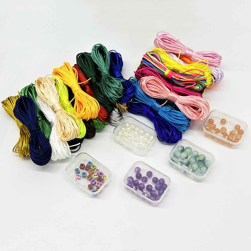 Fiasrel 28pcs 1.5mm 2.0mm 2.5mm Chinese Macrame Knotting Cord Kit for Jewelry Making Bracelet Necklace Earrings