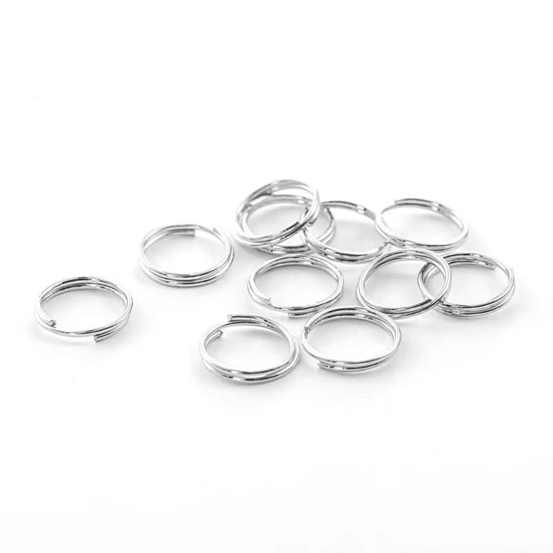 Fiasrel 100pcs Metal Round Split Key Ring for Blank Keychain