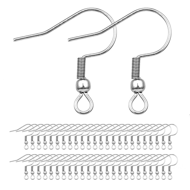 Fiasrel 10/50pairs/lot 316 Stainless Steel Fish Hook Earring Spring Pressed Flat Earring Hooks for Jewellery Making