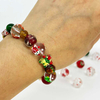 Fiasrel Festive Christmas Glass Beads Set Hand-Painted Enamel Bead Snowman Snowflakes Christmas Santa Hat Christmas Stocking Christmas Beads for DIY Jewelry Making Craft Supplies