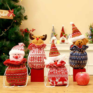 Fiasrel 1pcs/4pcs Christmas Decoration Christmas Series Apple Box Creative Santa Claus Christmas Candy Pouch Gift Bag