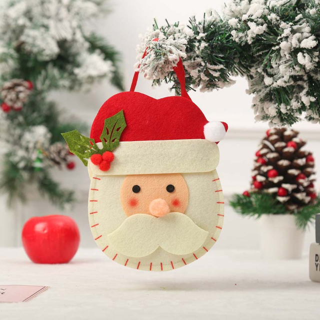 Fiasrel 1pcs/3pcs Christmas Decorations Candy Christmas Eve Apple Bag Cartoon Felt Gift Bag