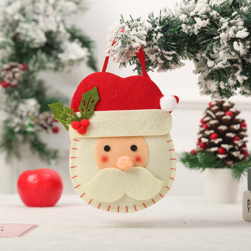 Fiasrel 1pcs/3pcs Christmas Decorations Candy Christmas Eve Apple Bag Cartoon Felt Gift Bag