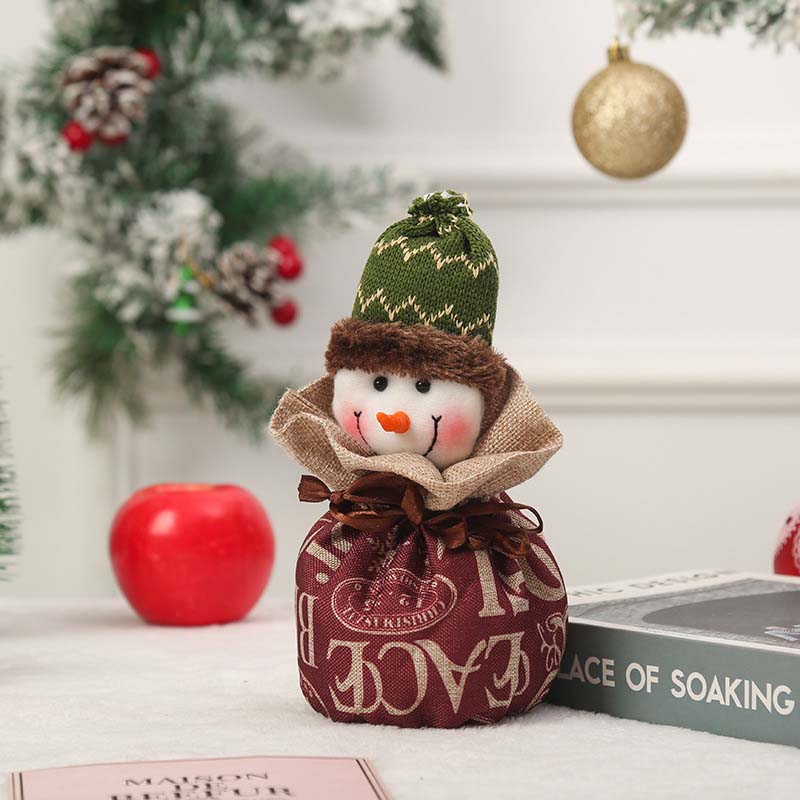 Fiasrel Christmas Gift Candy Bag Mini Drawstring Pouch Felt Christmas Reindeer Santa Sacks Christmas Reusable Gift Bags