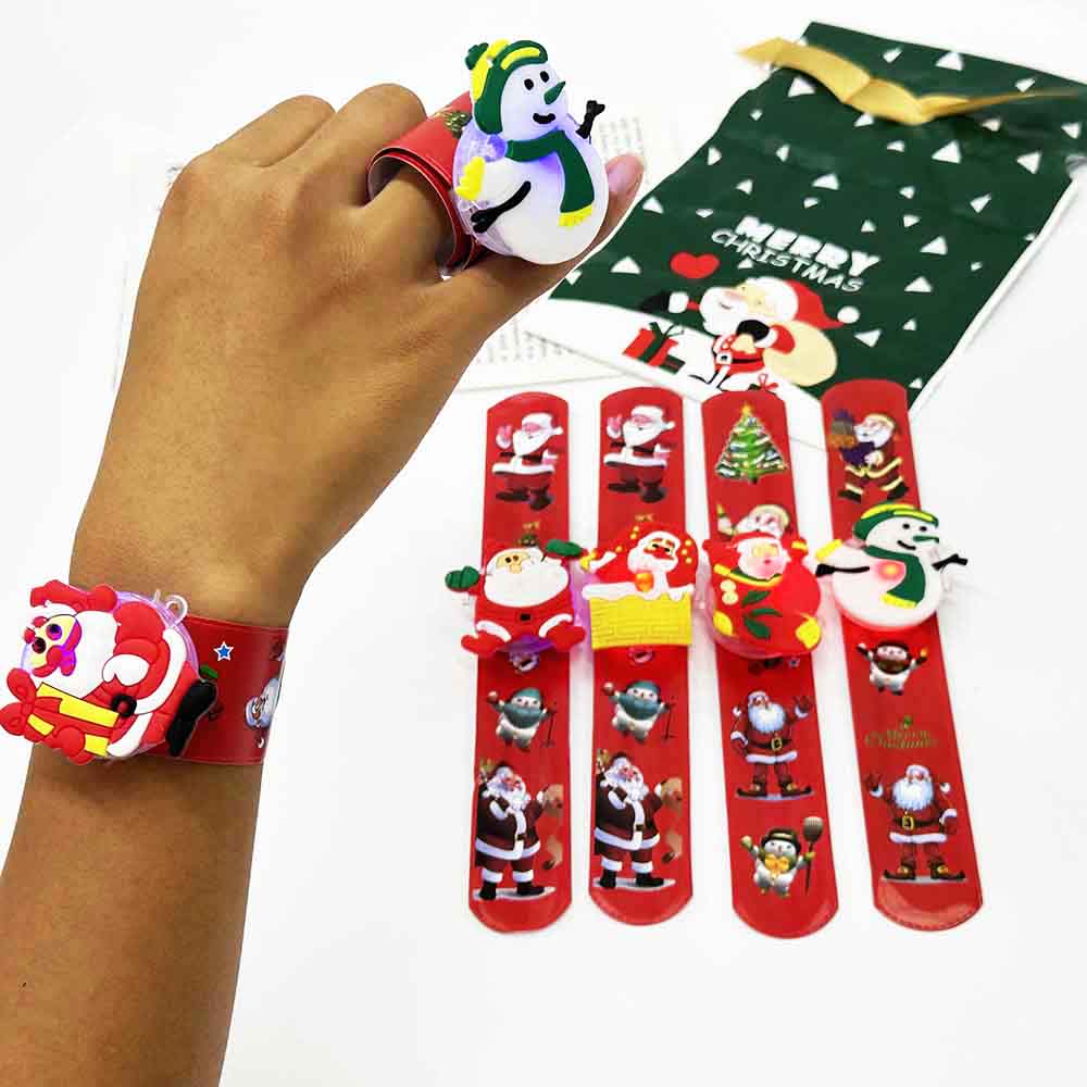 Fiasrel 10pcs Christmas Slap Wristband Santa Claus Christmas Snowflake Decoration Party Christmas Snap Bracelets Slap Wristband for Home Festival Party Supplies Christmas Ornament