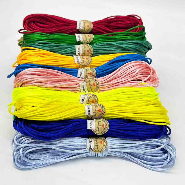 Fiasrel 20 Yards/lot 1.5/2.0/2.5mm Satin Nylon Cord Thread Chinese Knotting Silky Macrame Braided Rope For DIY Tassels Beading Bracelets Necklace Jewelry Making Home Decor Crafts