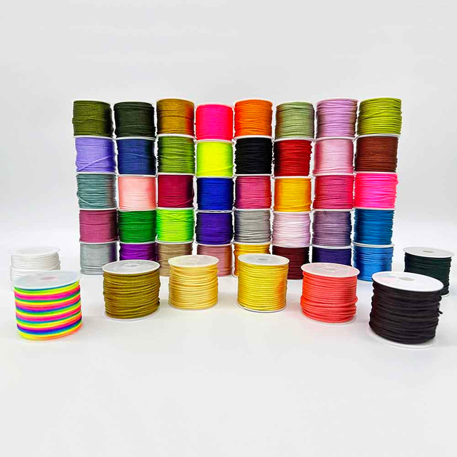 Fiasrel 1Set 45rolls Macrame Rattail Chinese Knot Making Cords Nylon Braided String Threads Satin Cord for DIY Jewelry Crafts