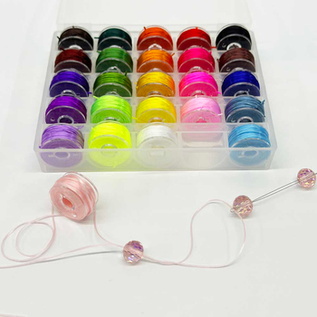 Fiasrel 25 Mixed Colors/Set Flat Elastic Thread String Elastic Crystal Beading Cord for DIY Jewelry Making Necklace Bracelet