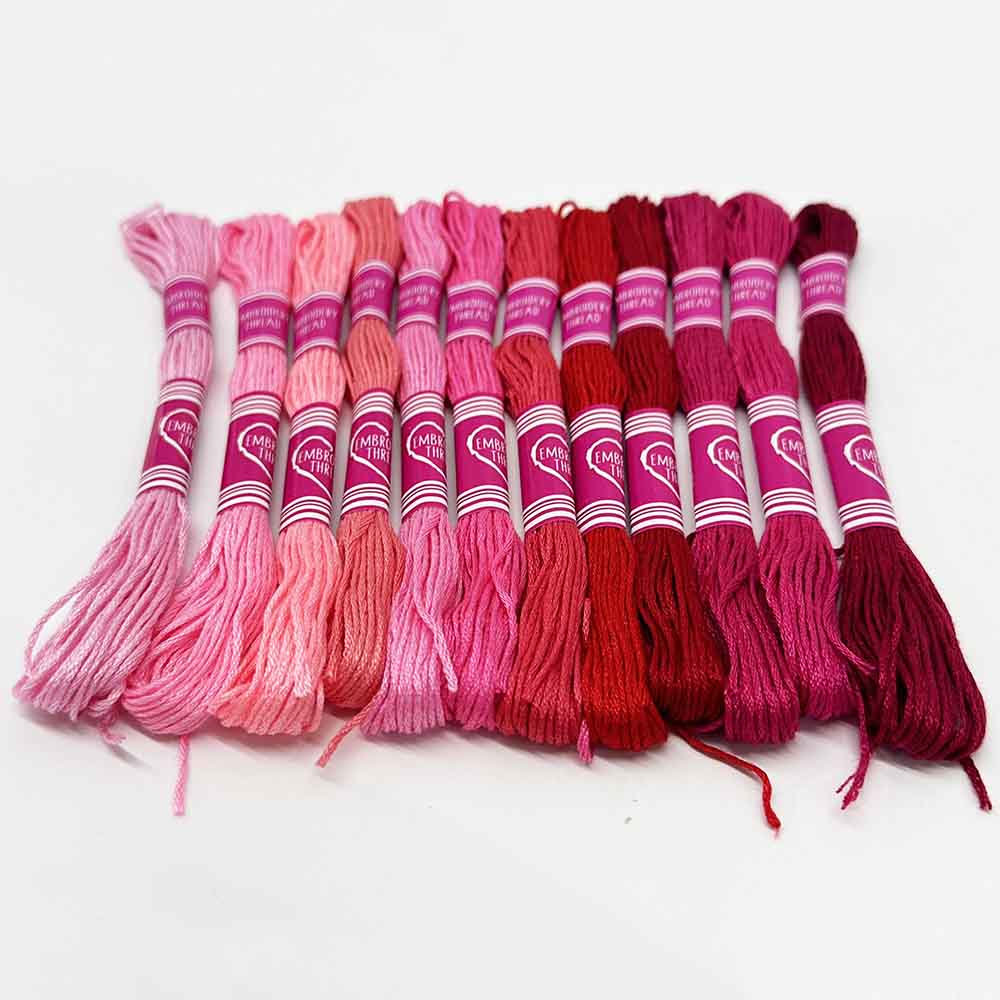 Fiasrel 12pcs Gradient Color Series Cross Stitch Thread Polyester 6-Strand Braided Thread DIY Embroidery Floss Cross Stitch Thread for DIY Embroidery Crafts Handmade Jewelry