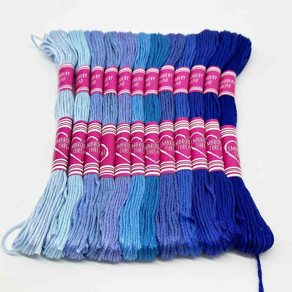Fiasrel 12pcs Gradient Color Series Cross Stitch Thread Polyester 6-Strand Braided Thread DIY Embroidery Floss Cross Stitch Thread for DIY Embroidery Crafts Handmade Jewelry