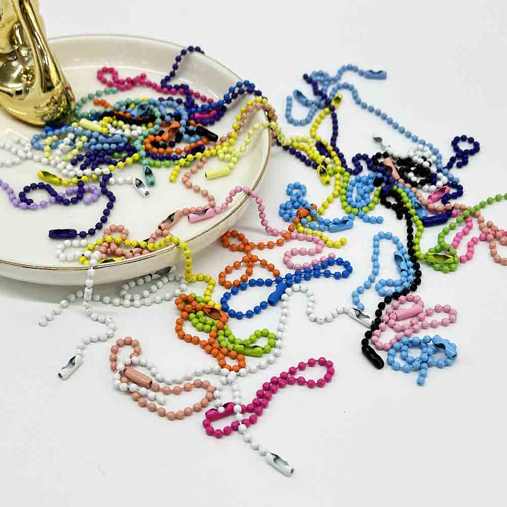 Fiasrel 10/50/100pcs Iron Ball Chain Colorful Bead Chains Connector Clasp Metal Hanging Chains for Jewelry Making Supplies Necklace Earring Bracelet Findings DIY Craft Accessories