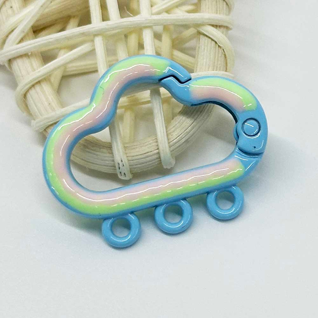 Fiasrel 10pcs Multi-Color Enamel Cloud Keychains with Drill Double-sided Key Buckle DIY Mobile Phone Chain Car Key Hanging Homemade Bag Pendant Spring