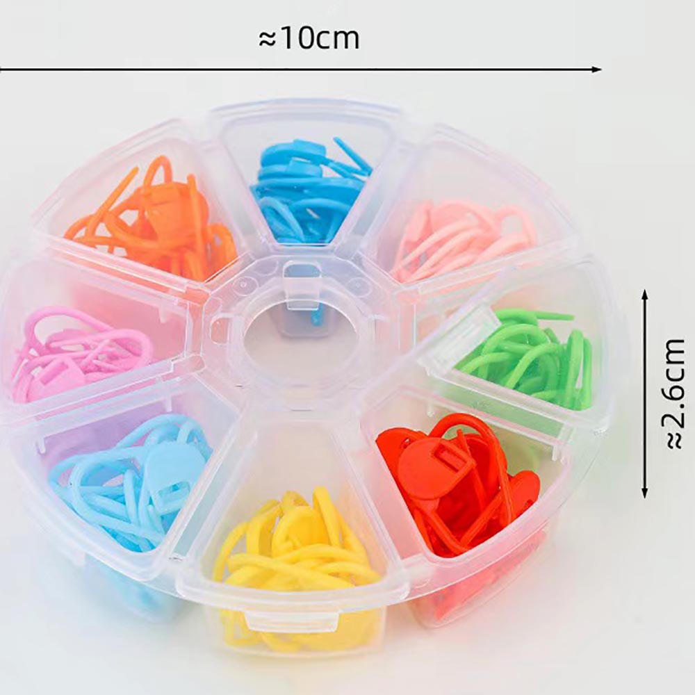 Fiasrel 100pcs/box Mix Color Knitting Crochet Locking Stitch Crochet Latch Needle Clip Hook Colorful Pins Plastic Knitting Needles Tools
