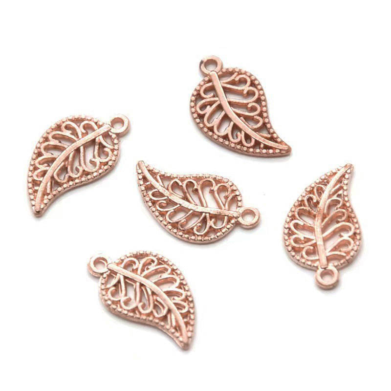 Fiasrel 20/50pcs Mix Color Antique Hollow Filigree Leaf Charms for DIY Jewelry Bracelets Necklaces Earrings Keychains