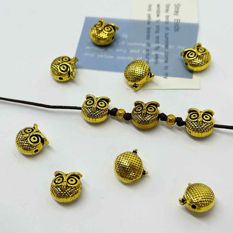 Fiasrel 10/20/50pcs Vintage Owl Charms Owl Spacer Beads for Jewelry Making Necklaces Bracelets DIY Craft Ornament