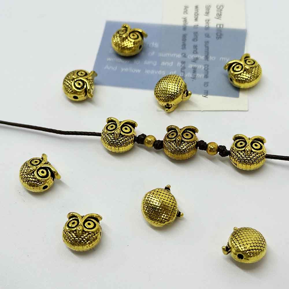 Fiasrel 10/20/50pcs Vintage Owl Charms Owl Spacer Beads for Jewelry Making Necklaces Bracelets DIY Craft Ornament