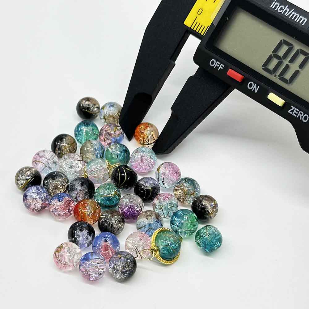 Fiasrel 50/300pcs 8mm Gradient Crackle Beads Ice Glass Beads for DIY Jewelry Making Bracelets Earrings Necklaces Craft Decorations