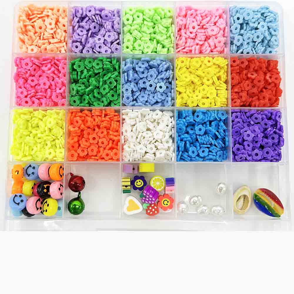 Fiasrel Flat Clay Beads Bracelet Making Kit with Pendant Elastic Strings Letter Beads and Tools for DIY Jewelry Bracelets Necklace Ornaments Craft Making 