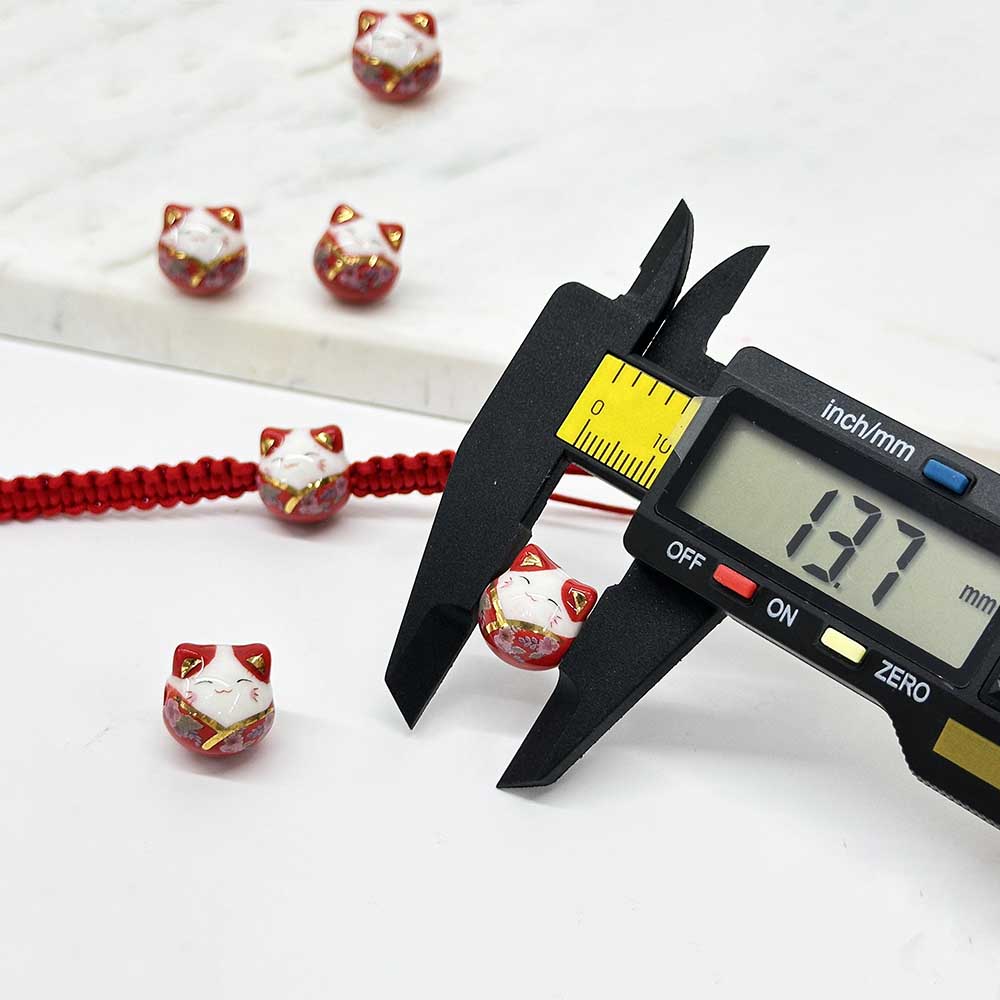 Fiasrel 14mm Ceramic Lucky Cat Beads