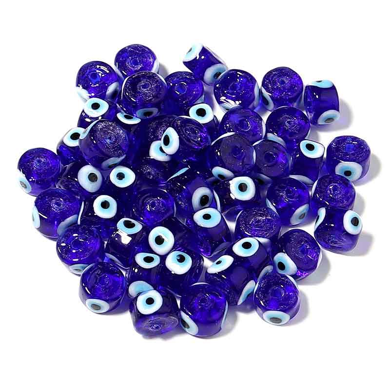 Fiasrel 9mm Lucky Blue Eye Glass Square Beads Spacer Beads for Necklace Bracelet 