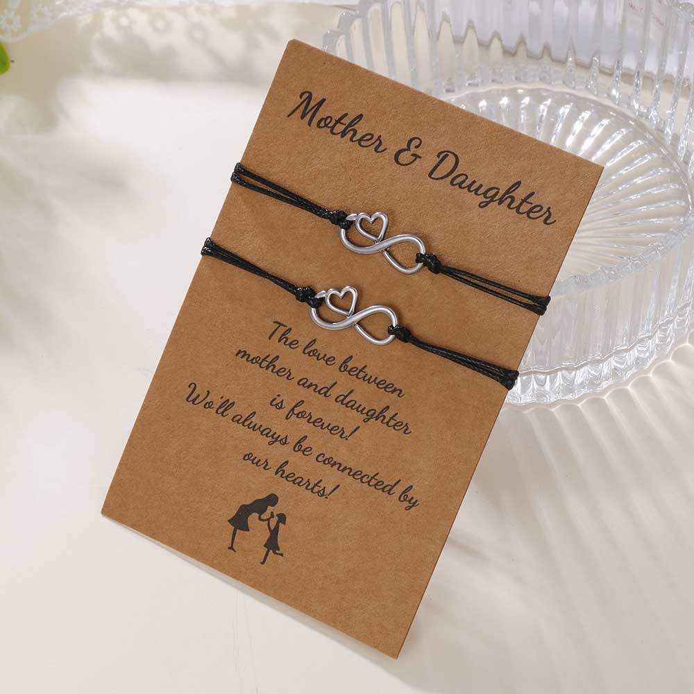 Fiasrel Mother's Day Bracelet Popular 2Pieces/Set Charm Couple Friendship Bracelet Hand-woven 