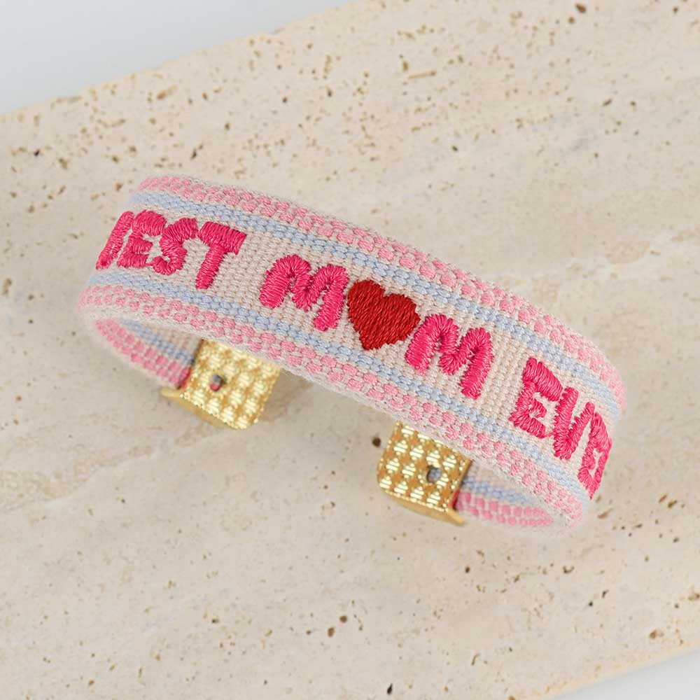 Fiasrel Personalized Handmade Woven Friendship Bracelet with Words MAMA