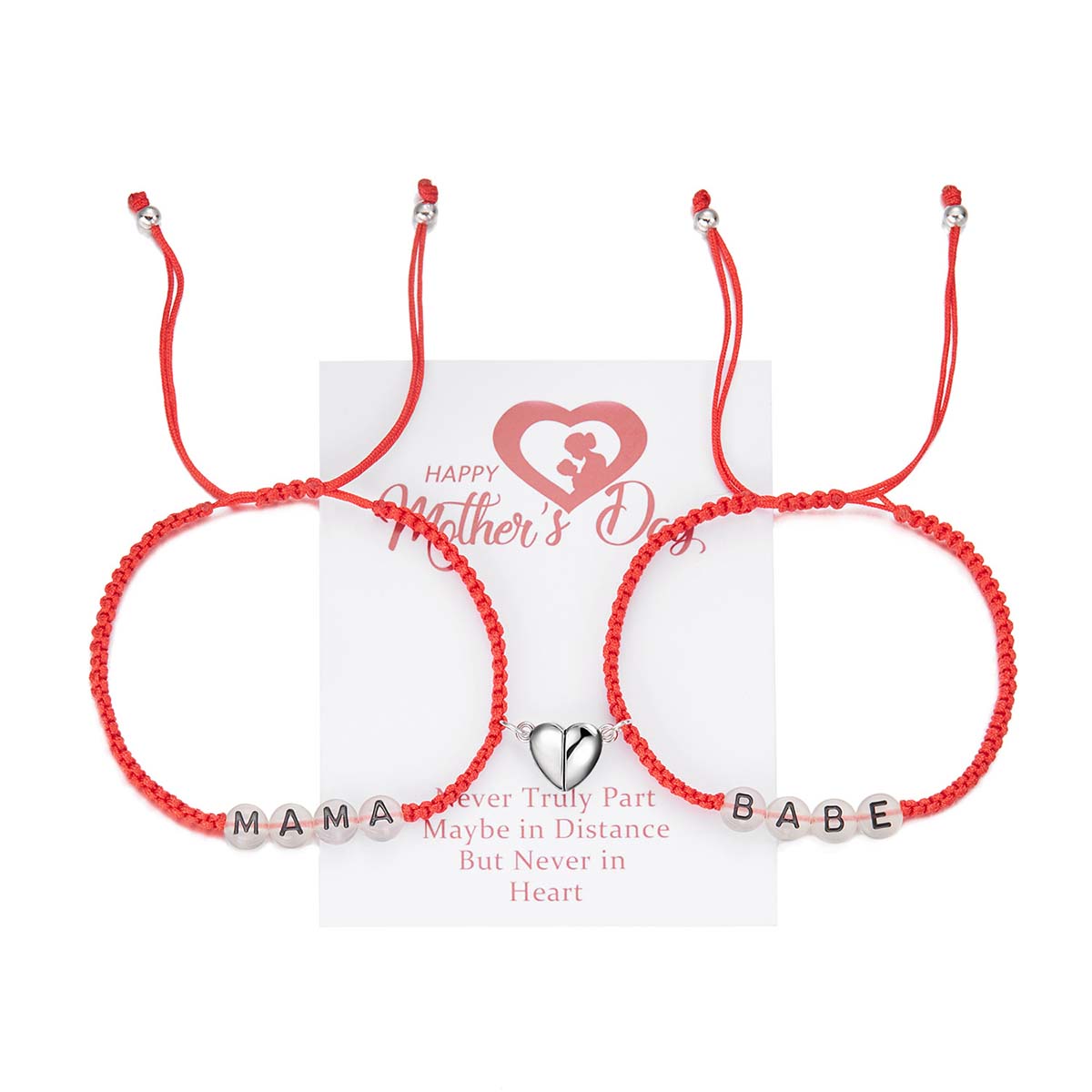 Fiasrel I LOVE YOU Beaded Heart Glow in the Dark Magnetic Luminous Letter Rope Magnet Couple Bracelet Set Gift