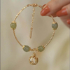 Fiasrel Fashion Retro Lotus Flower Jade Crystal Bracelet Female Lucky Jade Beaded Bracelet Jewelry