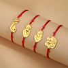 Fiasrel Holiday Season Stainless Steel Pendant Braided Adjustable Bracelet Cute Mom Baby Family Bracelet Gifts