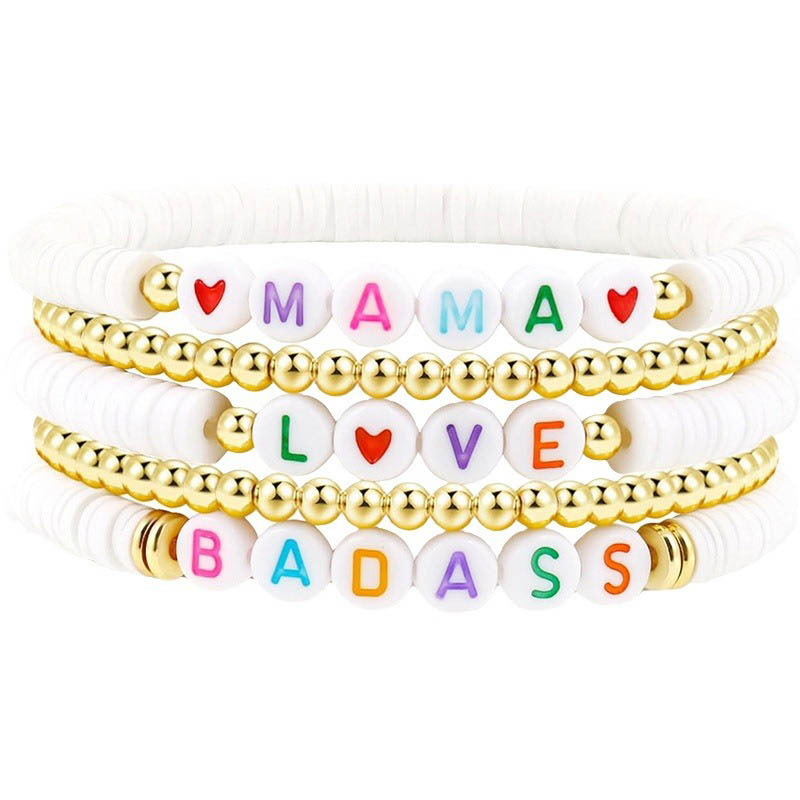 Fiasrel New Personalized Name Bead Bracelet Mama Bracelet Gift for Her