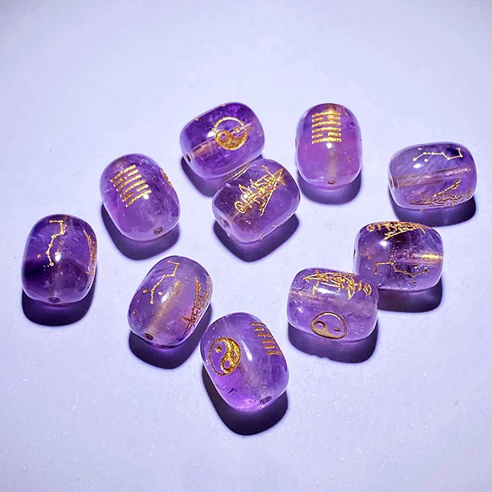 Fiasrel Purple Fire Energy Bracelet Kit – Natural Amethyst Barrel Beads with Freeform Crystal Spacers