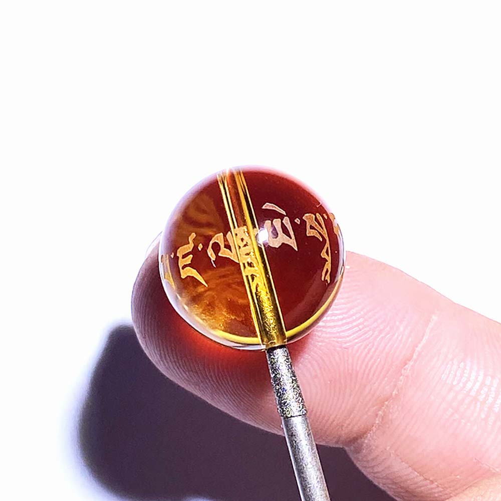 Fiasrel Yellow Jambhala Mantra Beads | Citrine Loose Beads | DIY Jewelry & Buddhist Prayer Bracelet Supplies | Scripture Spacer Beads