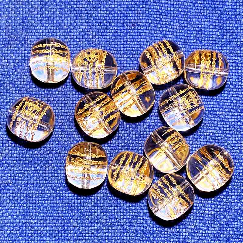 Fiasrel Five Sutra Beads | White Crystal Mala Components | Buddhist Scripture Loose Beads for Jewelry Making