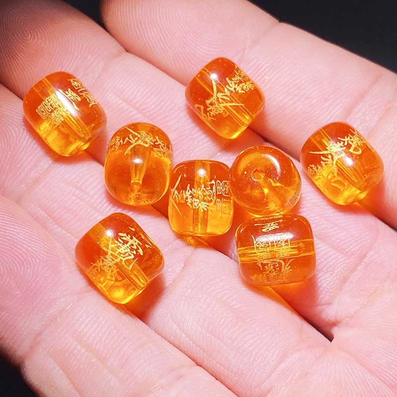 Fiasrel 2025 Year of the Snake "Sui Sui Zhu" Engraved Beads | Snake Zodiac Loose Bead Charms | DIY Carved Blessing Beads for Bracelet Making