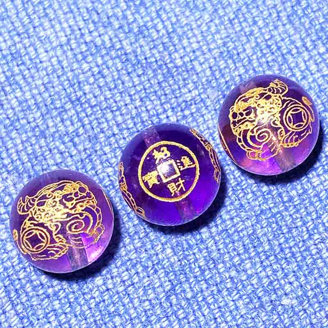 Fiasrel Amethyst Pi Xiu Beads | Wealth-Inviting Pixiu Charm DIY Jewelry | Male/Female Chinese Mythical Creature Beads