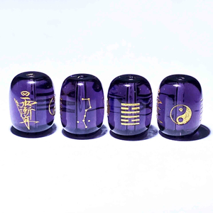 Fiasrel Purple Fire Element Beads - Barrel Shaped Bead Components for Jewelry Making Engraved Nine Purple Li Fire Zodiac Accessories