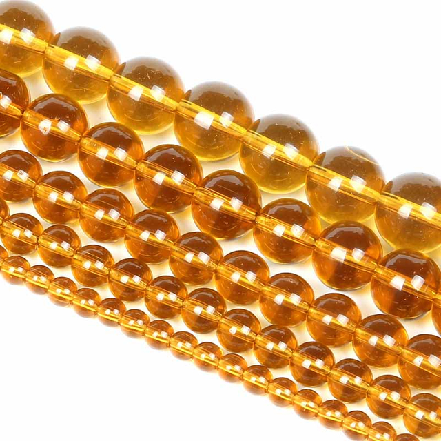 Fiasrel 1bundle Crystal Glass Beads High Quality Transparent Loose Round Amber Beads for Jewelry Making