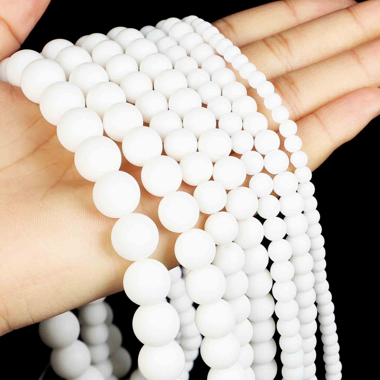 Fiasrel 1bundle 10mm Bracelets Necklace Loose Handmade Accessories Solid Color Imitation Jade Round Glass Beads