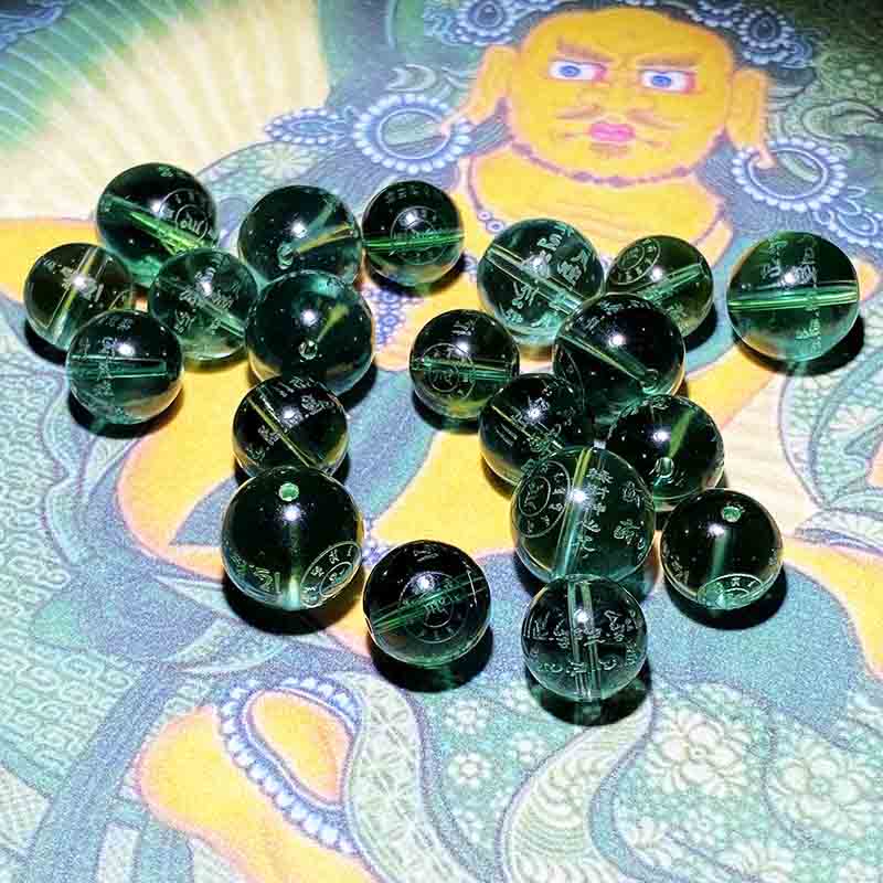 Fiasrel Green Jambhala Prayer Beads | Emerald Wealth Deity Mala Components | Green Quartz Blessing Bracelet Spacers