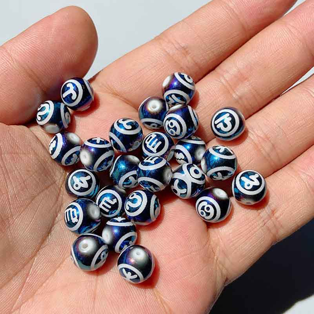 fiasrel 1bundle 10MM Round Beads – 12 Zodiac DIY Jewelry Supplies for Necklaces & Bracelets