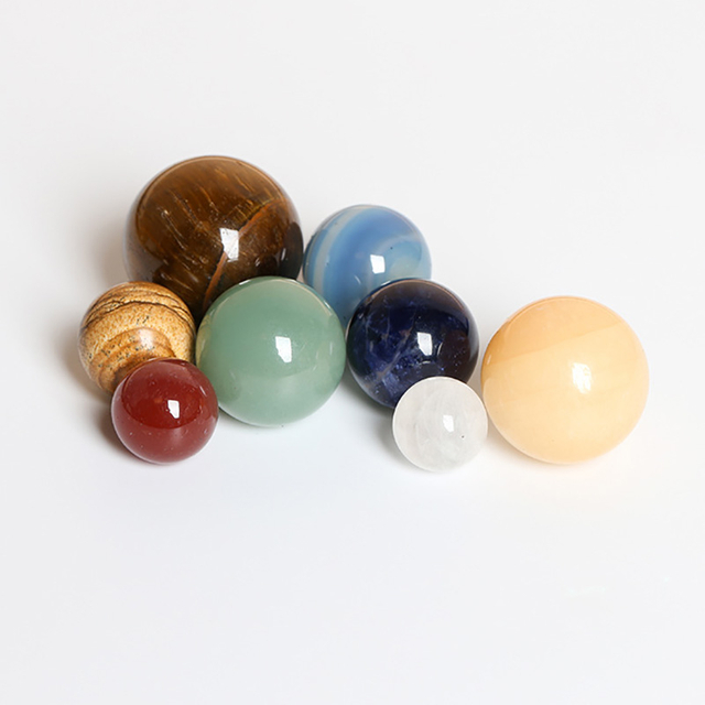 fiasrel 1bundle Eight Planets Gemstone Sphere Collection - Educational Mineral Specimen Beads in Gift Box