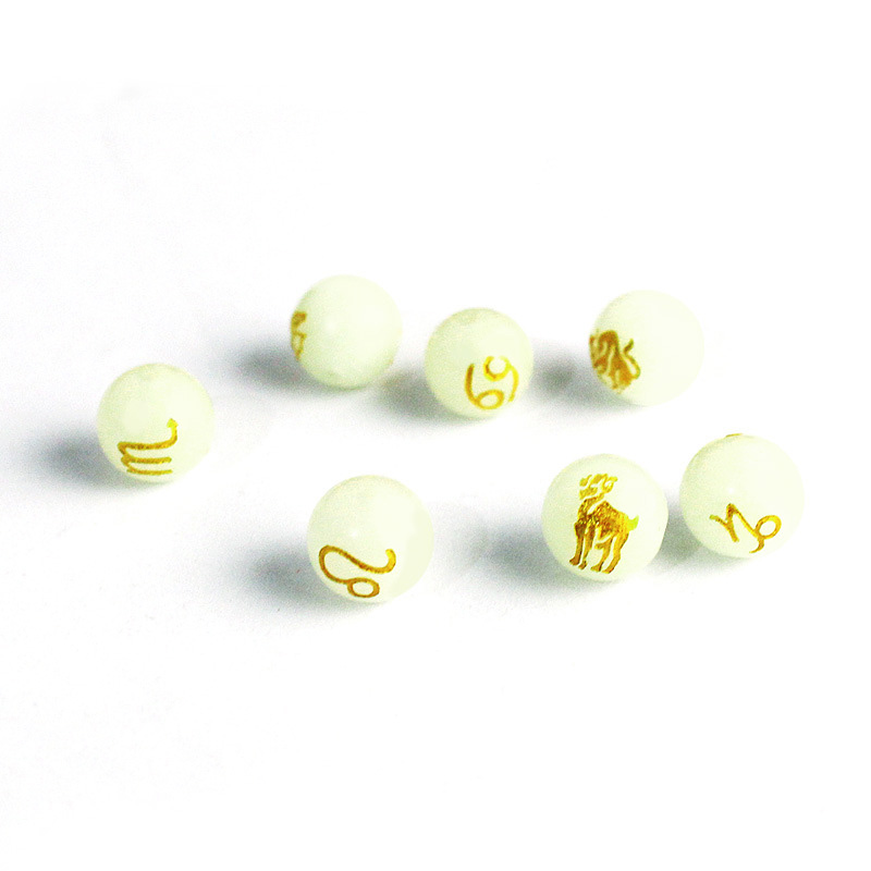 fiasrel 1bundle Glow in the Dark Beads - Luminous Zodiac Gemstone Spacer Beads 