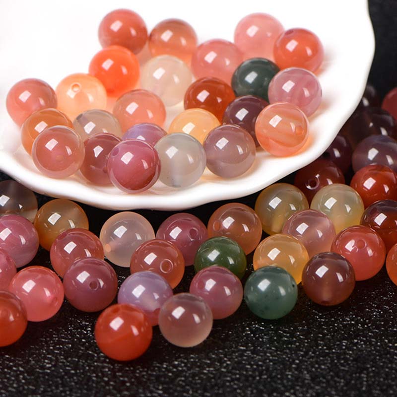 fiasrel 7A Grade Agate Loose Beads - Round Spacer Beads for DIY Crystal Jewelry Making