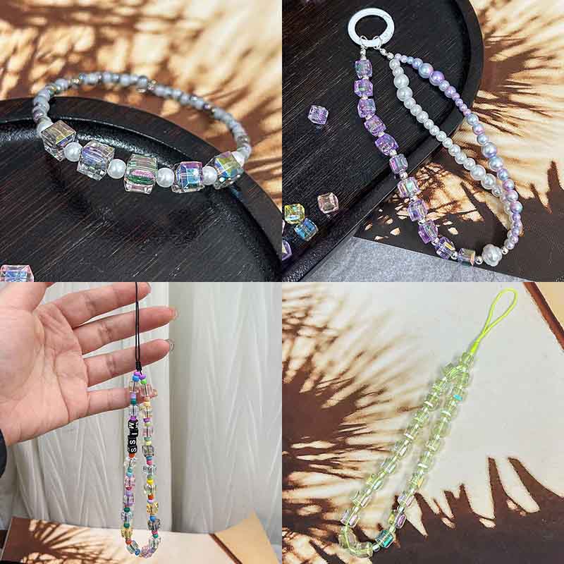 fiasrel 1bundle 8mm Acrylic Glass-Imitating 3D Iridescent Cube Beads - DIY Handcraft Stringing Materials for Bracelet & Necklace 