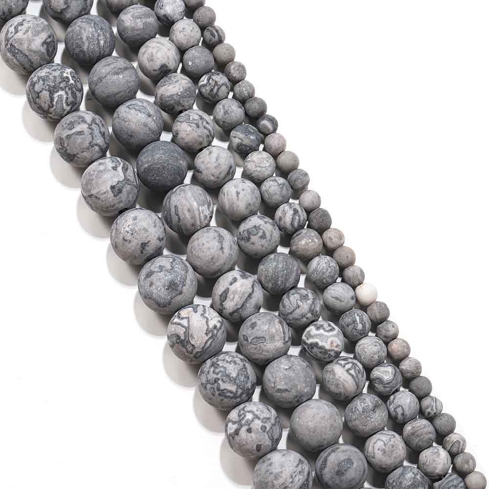 fiasrel 1bundle 4-12mm Frosted Map Stone Beads DIY Jewelry Accessories, Semi-finished Loose Beads for Crafting