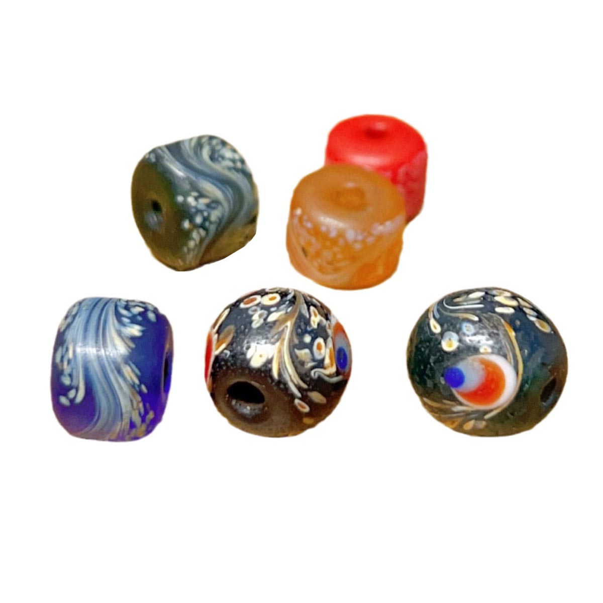 fiasrel 1bundle Nepalese Antique Glass Floral Beads Barrel Beads Vintage-style Buddhist Bracelet 