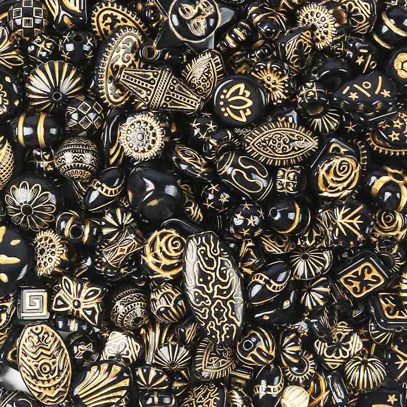 fiasrel 1bundle DIY Irregular-Shaped Beading Kit - Baroque-Style Gold-Trimmed Beads for Bracelet Making