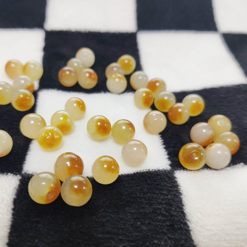 fiasrel 1bundle Natural Floating-Flower Jade Beads Polished Huanglong Jade Round Beads